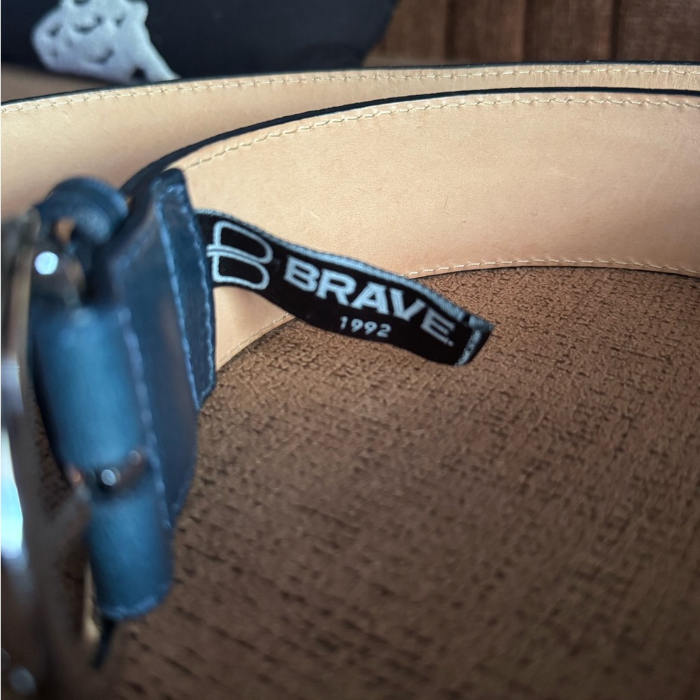 BRAVE Leather Belt with Silver Buckle - Picture 3 of 6